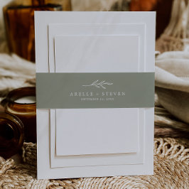 Cintas Para Invitaciones Hoja mínima | Sage Green Boda