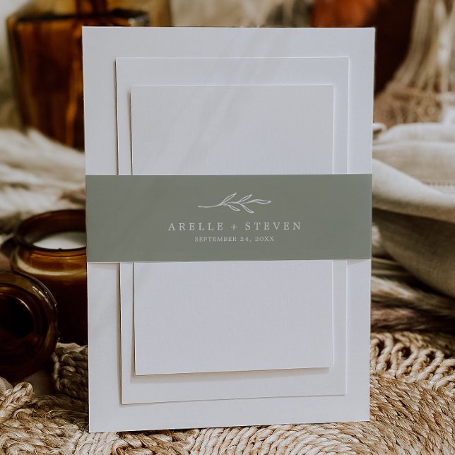 Cintas Para Invitaciones Hoja mínima | Sage Green Boda (Subido por el creador)