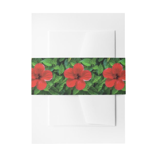 Cintas Para Invitaciones Hoja Verde y Flor Roja (Anverso Ejemplo)