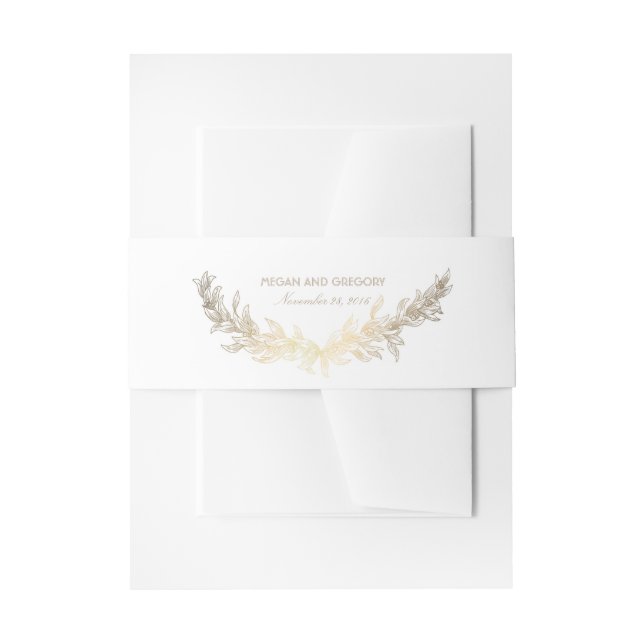 Cintas Para Invitaciones Hojas de Olive Laurel de Oro Wreath Elegante Boda (Anverso Ejemplo)