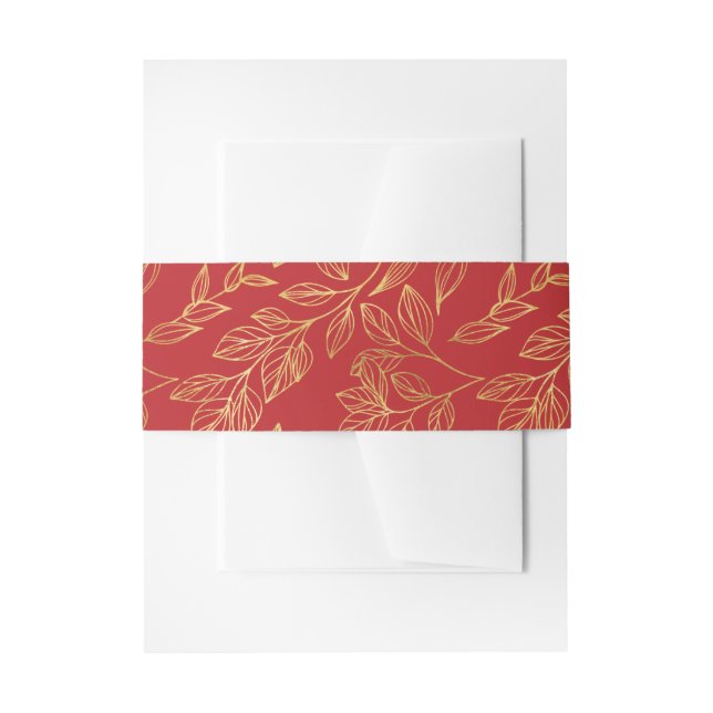 Cintas Para Invitaciones Hojas de oro rojas (Anverso Ejemplo)