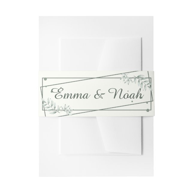 Cintas Para Invitaciones Hojas verdes románticas personalizados (Anverso Ejemplo)