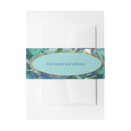 Cintas Para Invitaciones Hojas y mariposas de color azul turquesa en Monste