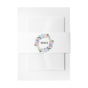 Cintas Para Invitaciones Hortensias azul polvoriento rosas pastel rosado bo