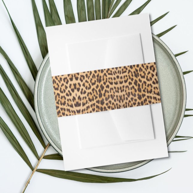 Cintas Para Invitaciones huella de leopardo de safari salvaje de moda girly (trendy girly chic wild safari leopard print invitation belly band)