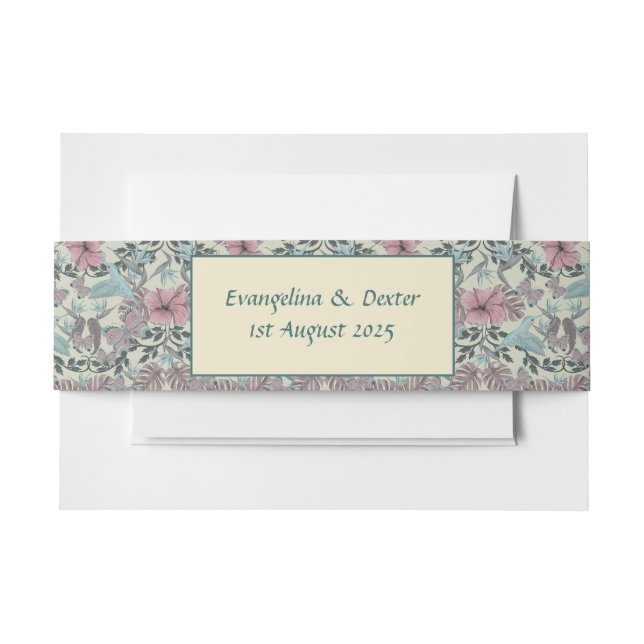 Cintas Para Invitaciones Humming bird and hibiscus pattern - belly band (Anverso Ejemplo)