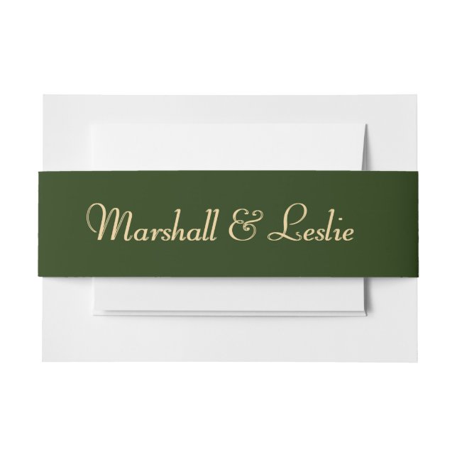 Cintas Para Invitaciones Hunter Green y Gold (Anverso Ejemplo)
