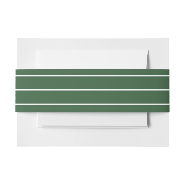 Cintas Para Invitaciones Hunter Green y White Thin Horizontal Striping (Anverso Ejemplo)