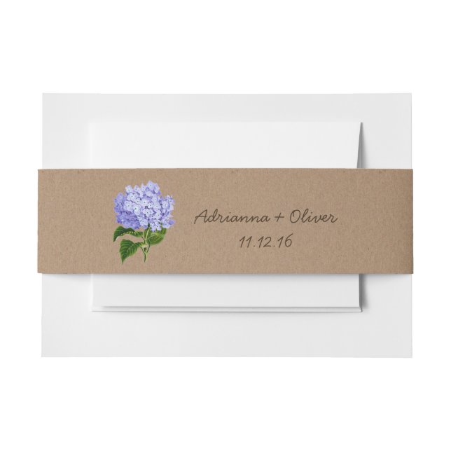 Cintas Para Invitaciones Hydrangeas rústicos del azul del modelo del papel (Anverso Ejemplo)