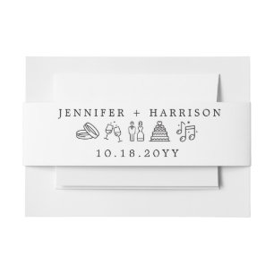 Cintas Para Invitaciones Iconos Bodas modernos de blanco negro
