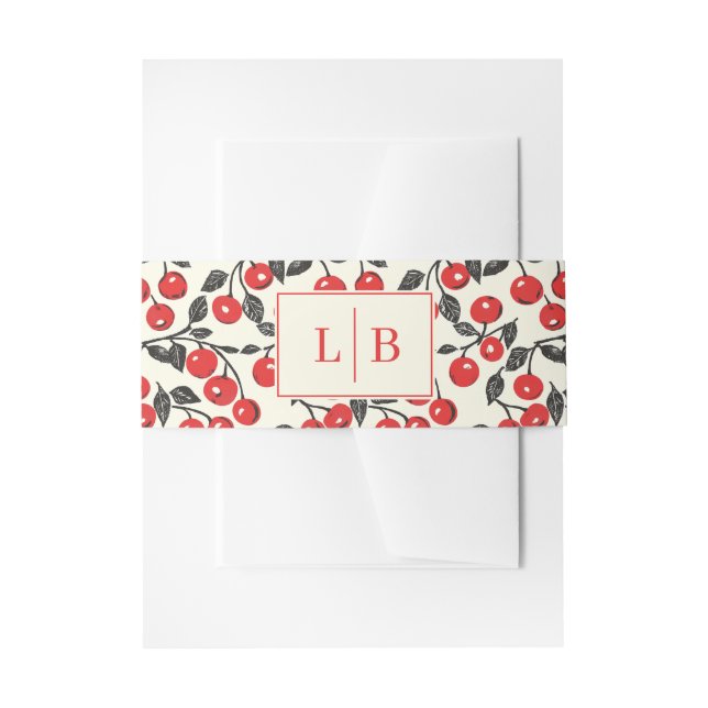 Cintas Para Invitaciones Ilustración de Cereza Roja Alegre (Anverso Ejemplo)