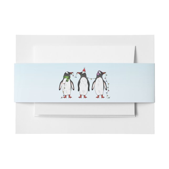 Cintas Para Invitaciones Ilustracion Pingüinos de tres Navidades festivos (Anverso Ejemplo)