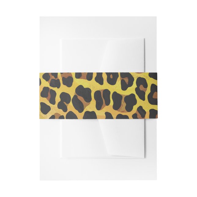 Cintas Para Invitaciones Impresión de leopardo marrón y amarillo (Anverso Ejemplo)