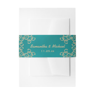 Cintas Para Invitaciones Indio verde azulado y de oro inspirado