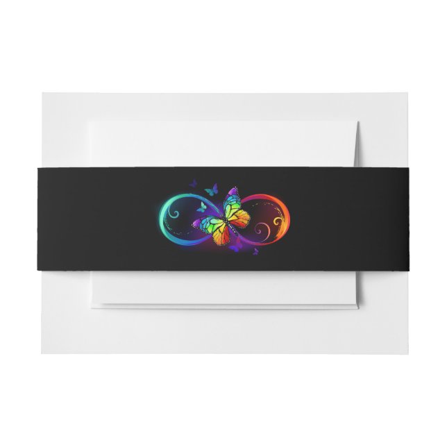 Cintas Para Invitaciones Infinidad vibrante con mariposa arco iris sobre ne (Anverso Ejemplo)