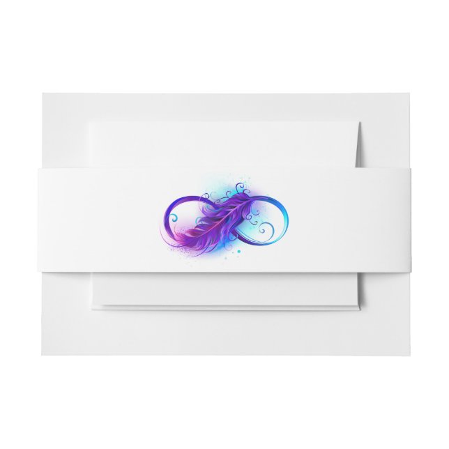 Cintas Para Invitaciones Infinito con pluma púrpura (Anverso Ejemplo)