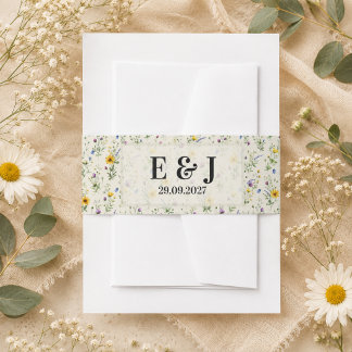 Cintas Para Invitaciones Inicial de boda floral de acuarela WildFlowers