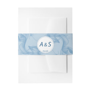 Cintas Para Invitaciones Iniciales azules para bebés minimalistas Boda de f