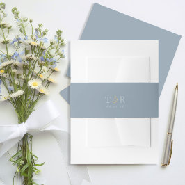 Cintas Para Invitaciones Iniciales Boda Fecha Dusty Blue ID1045