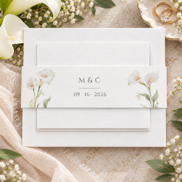 Cintas Para Invitaciones Iniciales de boda de lirio de Calla minimalista