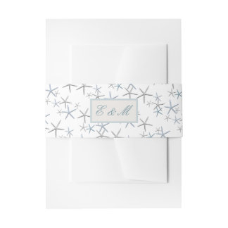 Cintas Para Invitaciones Iniciales de Boda Starfish Invitación Banda de la 