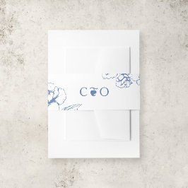 Cintas Para Invitaciones Iniciales de bodas de jardín floral azul de época