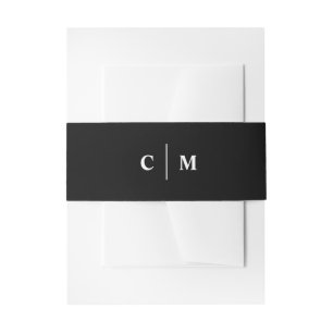 Cintas Para Invitaciones Iniciales de Bodas Minimalistas blancos y negros d