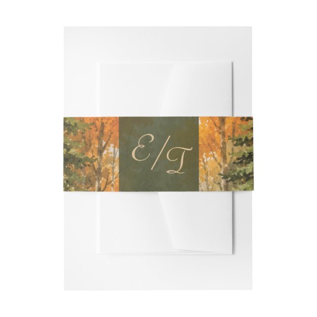 Cintas Para Invitaciones Iniciales de Bosque Otoñal Rústico  (Anverso Ejemplo)