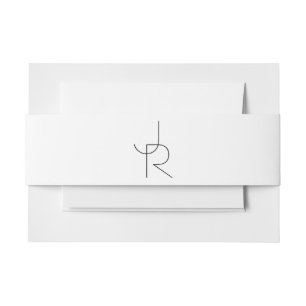 Cintas Para Invitaciones Iniciales de superposición   Negro Sobre Blanco