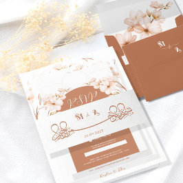 Cintas Para Invitaciones Iniciales de Terracota Ornate Mínimo Islámico Nika