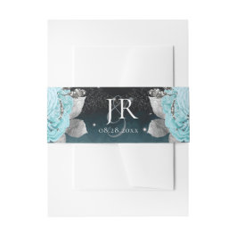 Cintas Para Invitaciones Iniciales del Boda Dusty Blue Floral