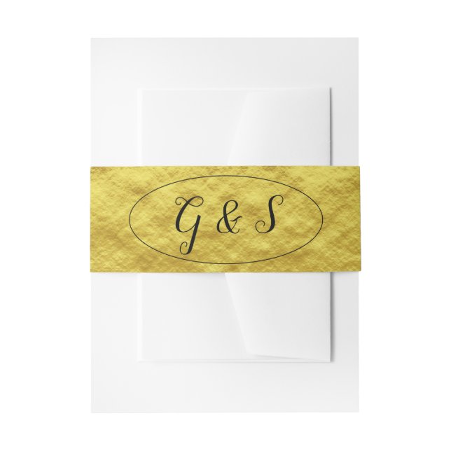 Cintas Para Invitaciones Iniciales elegantes de escritura metálica de bodas (Anverso Ejemplo)