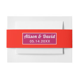 Cintas Para Invitaciones Iniciales magenta y naranja vibrante boda simple