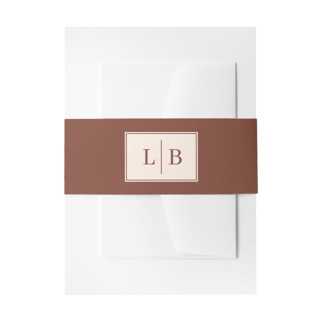 Cintas Para Invitaciones Iniciales Marrones Elegantes (Anverso Ejemplo)