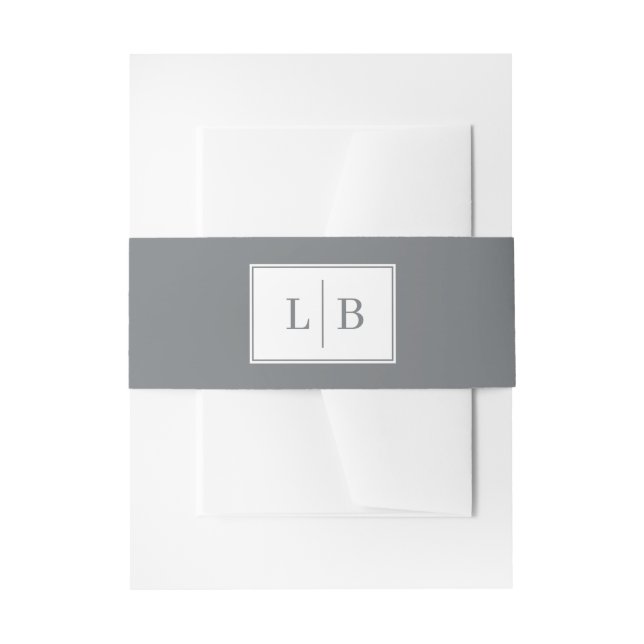 Cintas Para Invitaciones Iniciales Minimalistas Grises Sofisticadas (Anverso Ejemplo)