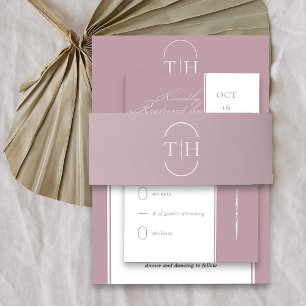 Cintas Para Invitaciones Iniciales monogramadas Boda rosa Rosa polvoriento