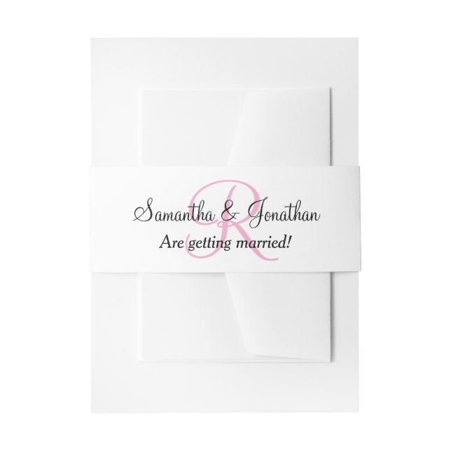 Cintas Para Invitaciones Iniciales Monogramadas Bodas en Rosa Pastel (Anverso Ejemplo)
