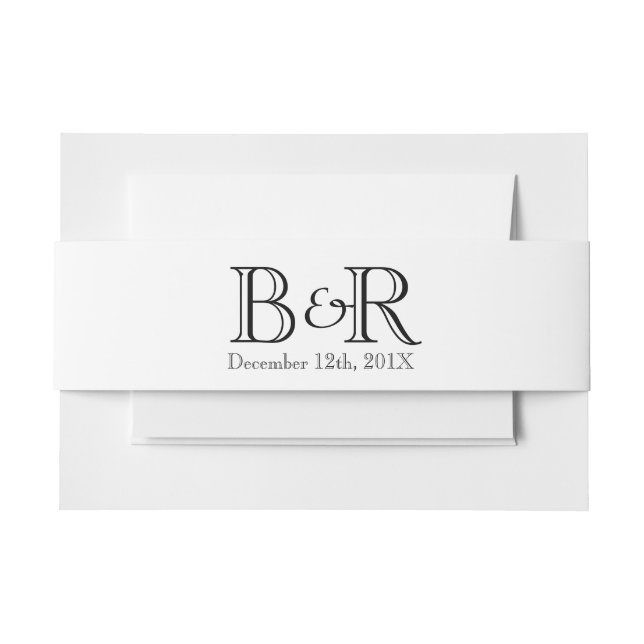 Cintas Para Invitaciones Iniciales personalizadas y banda de Belly de fecha (Anverso Ejemplo)