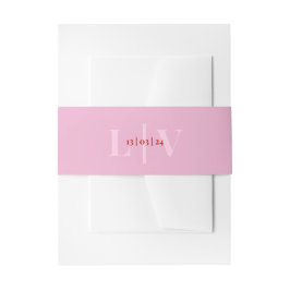 Cintas Para Invitaciones Iniciales rosadas simples del boda de recién casad