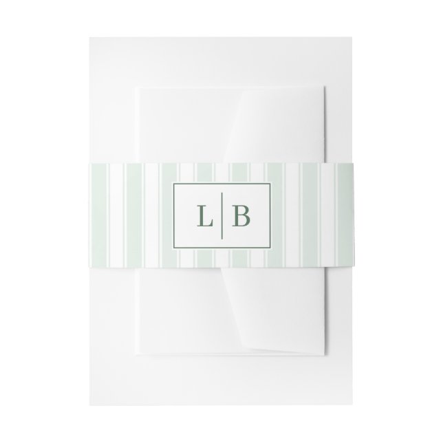 Cintas Para Invitaciones Iniciales Verdes Elegantes (Anverso Ejemplo)