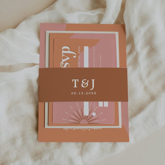 Cintas Para Invitaciones Invitación a casamiento de Naranja de origen retro (Subido por el creador)