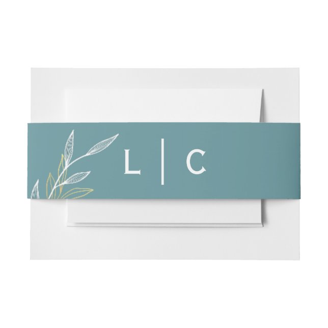 Cintas Para Invitaciones Invitación a la banda Belly Dusty Blue Leaf (Anverso Ejemplo)