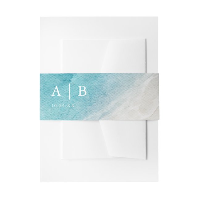 Cintas Para Invitaciones Invitación a la boda B en la playa de verano acuát (Anverso Ejemplo)