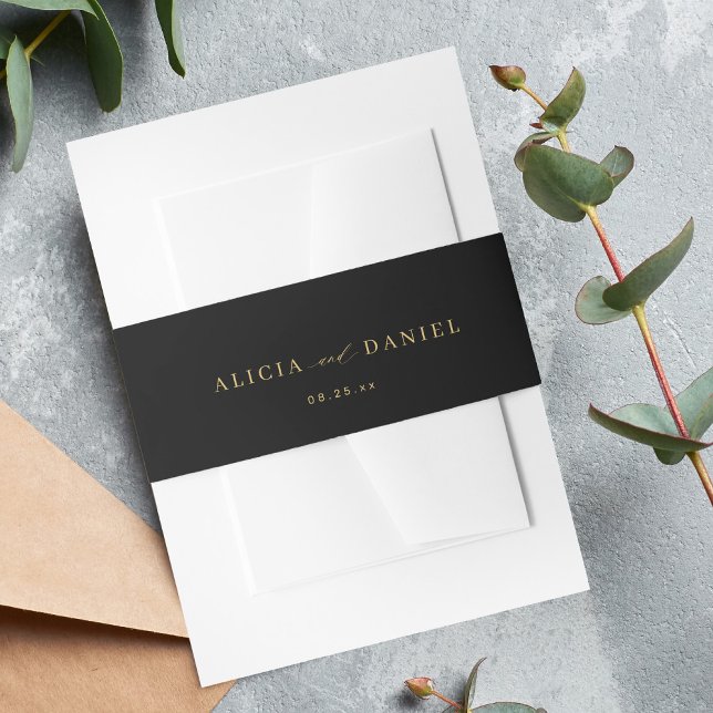 Cintas Para Invitaciones Invitación a la boda con escritura mínima de oro y (Subido por el creador)