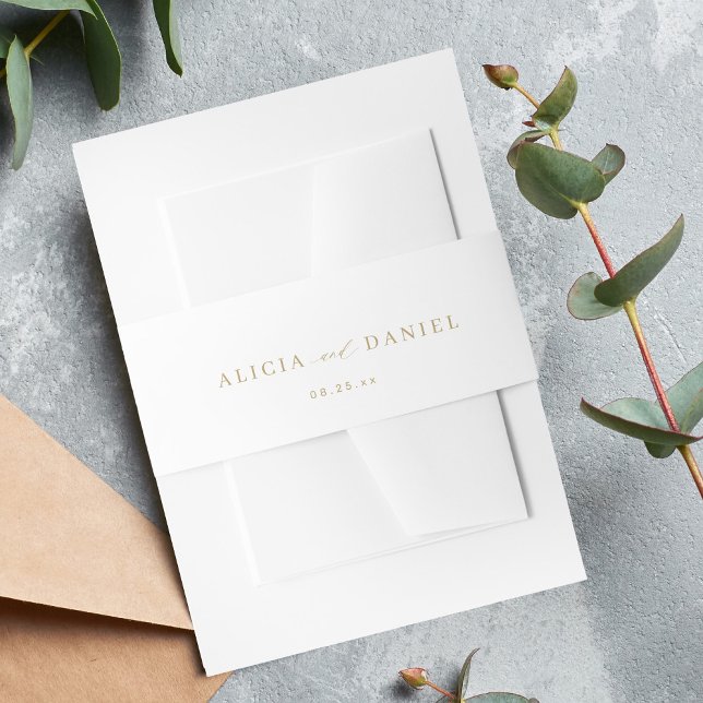 Cintas Para Invitaciones Invitación a la boda con escritura mínima en oro y (Subido por el creador)