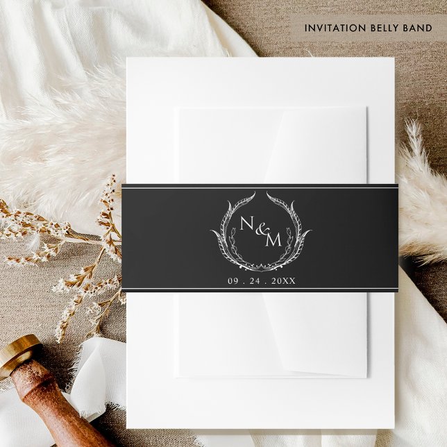 Cintas Para Invitaciones Invitación a la boda de Escudos en monograma blanc (Subido por el creador)