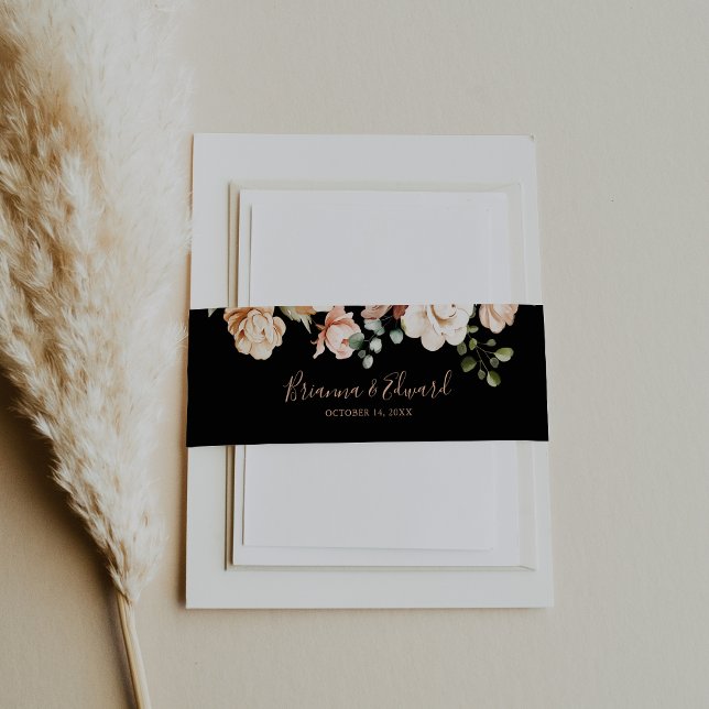 Cintas Para Invitaciones Invitación a la boda floral real formal negra (Subido por el creador)