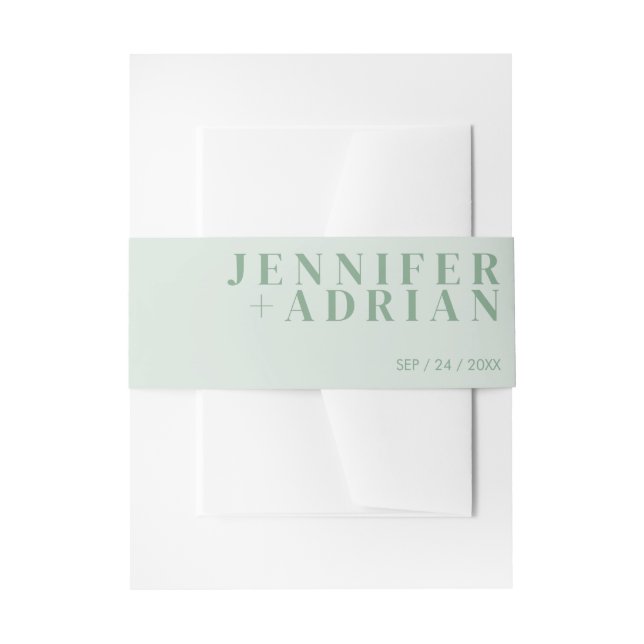 Cintas Para Invitaciones Invitación Banda Vientre Minimal Frío Menta (Anverso Ejemplo)