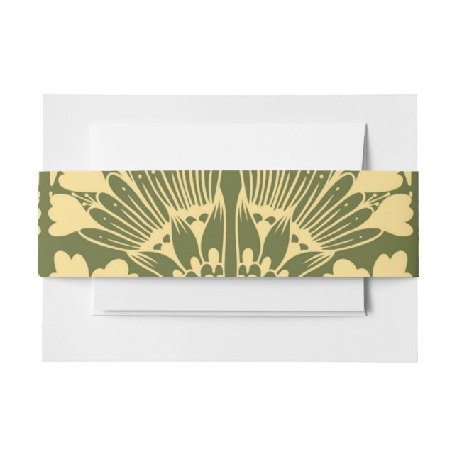 Cintas Para Invitaciones Invitación botánica Art Nouveau Gold Green (Anverso Ejemplo)