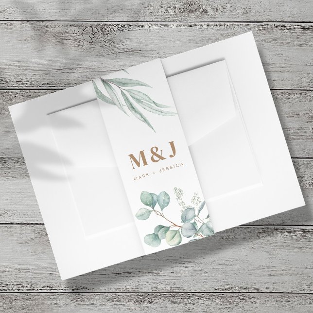 Cintas Para Invitaciones Invitación de boda con eucalipto Banda ventral -Re (Subido por el creador)